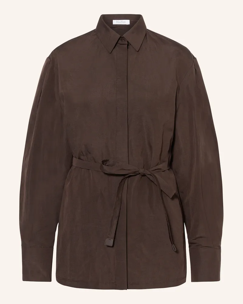 Max Mara Hemdbluse AFFARI mit Leinen und Seide Dunkelbraun