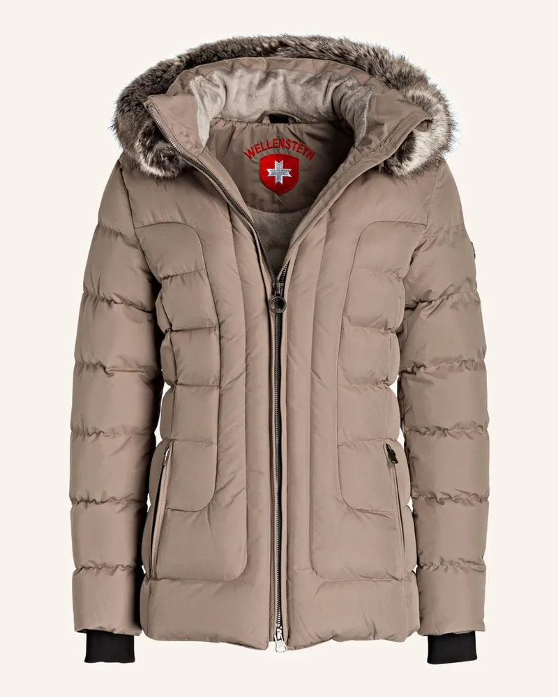 Wellensteyn Steppjacke BELVITESSE MEDIUM mit abnehmbarem Kunstfell Sand