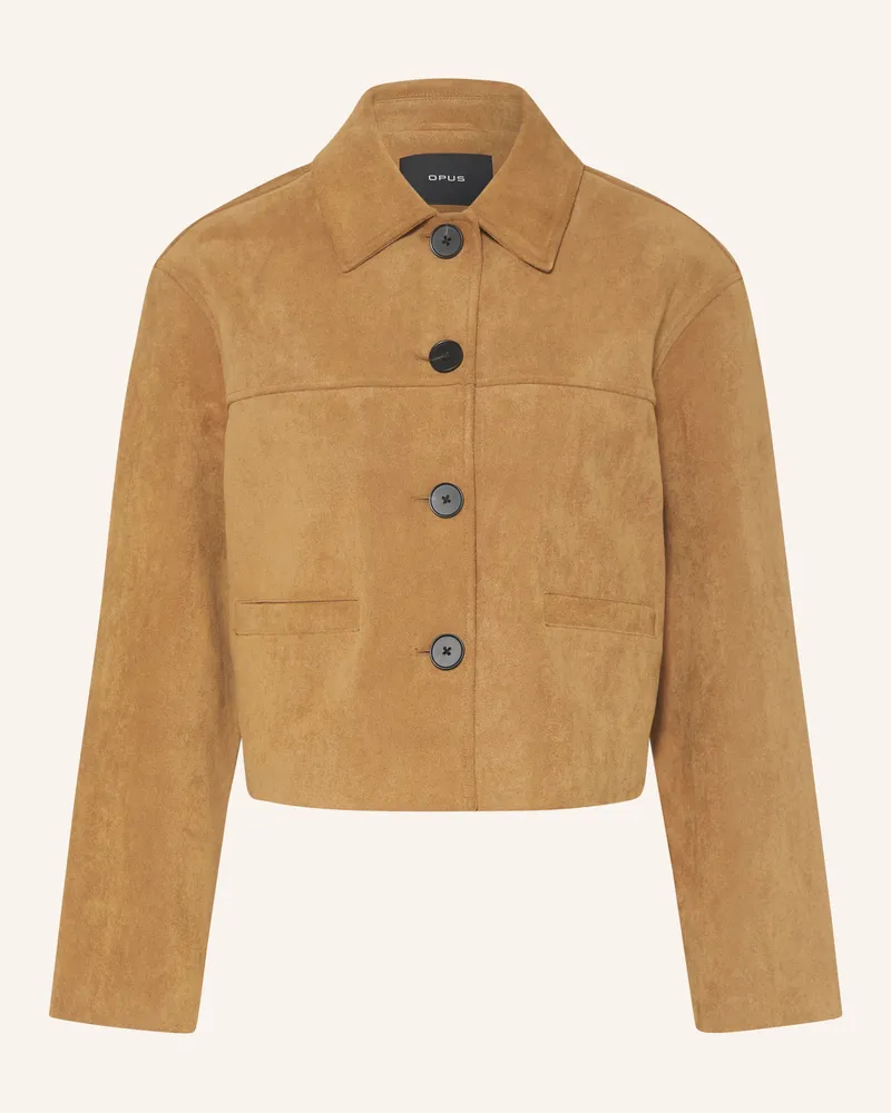OPUS Kastenjacke Henso In Lederoptik braun Camel