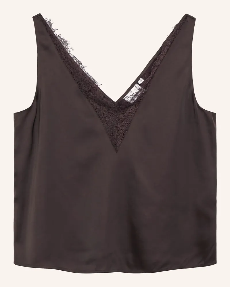 COMMA Blusentop Aus Satin lila Dunkellila
