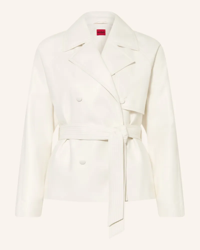 HUGO BOSS Jacke AISANDI in Lederoptik Weiss
