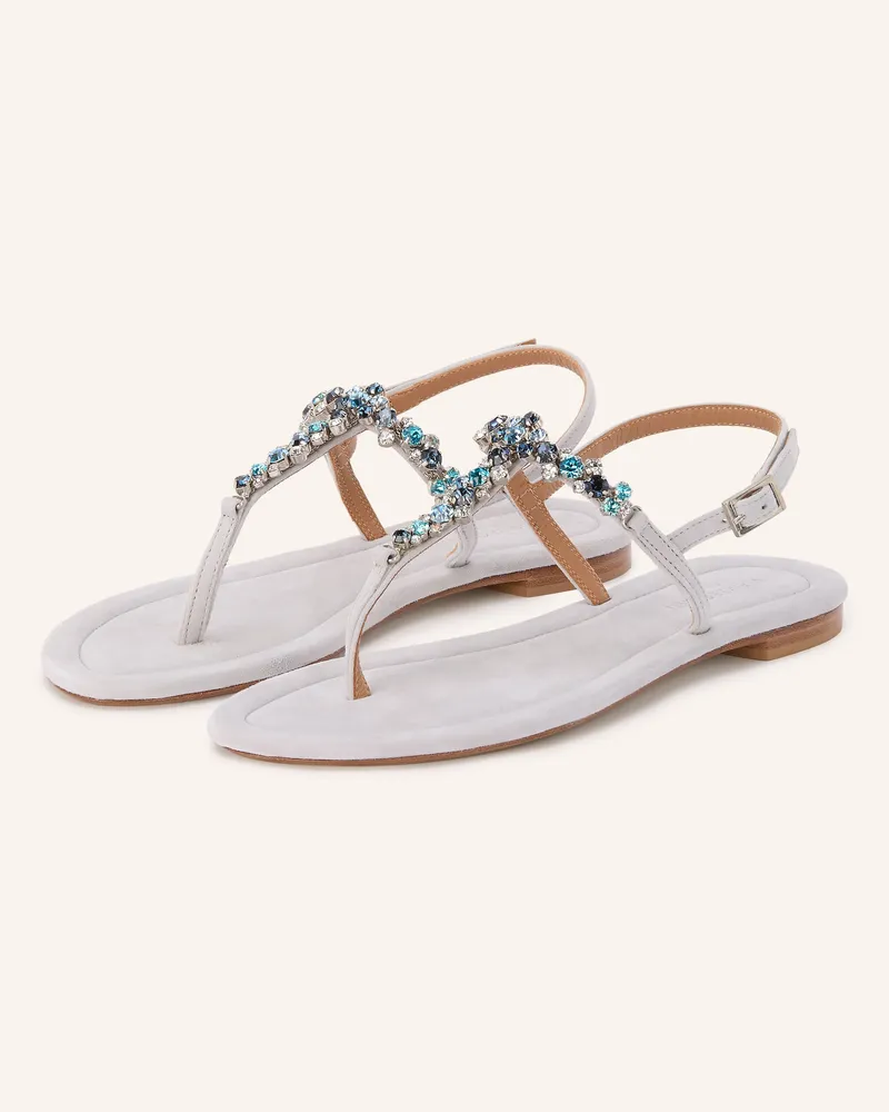 Viamercanti Zehentrenner mit Schmucksteinen Hellgrau