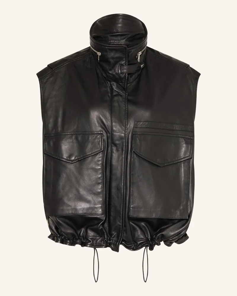AllSaints Lederweste CLAY GILET Schwarz