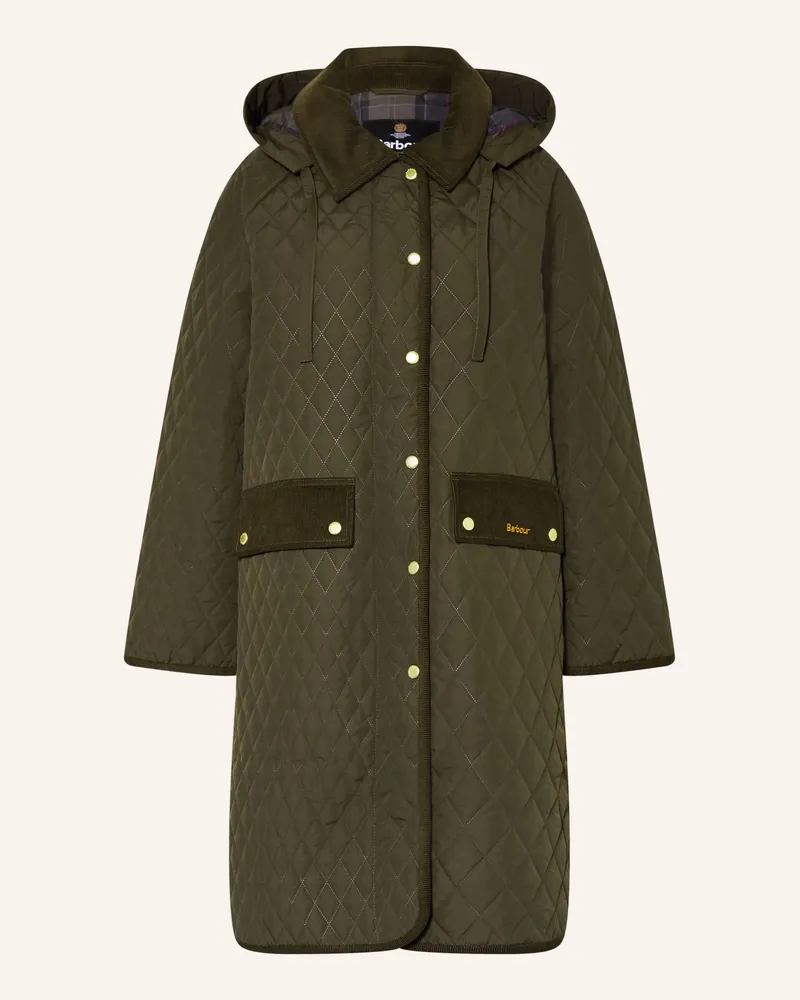Barbour Steppmantel Ravensden Quilt Mit Abnehmbarer Kapuze gruen Khaki