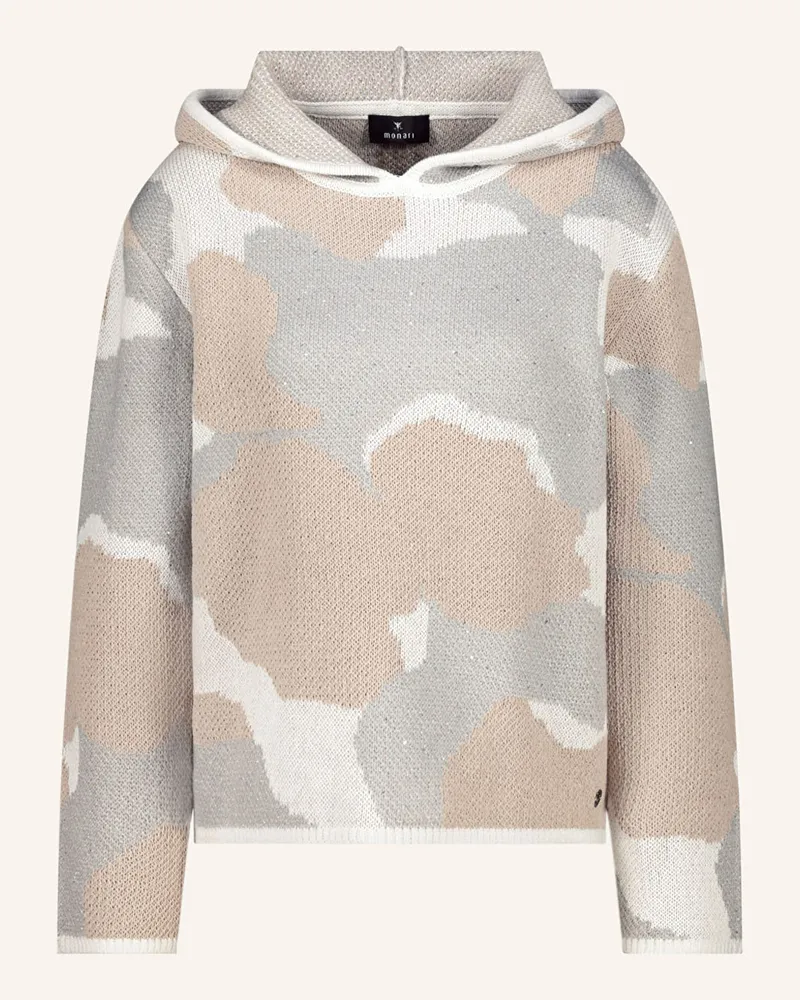 monari Strick-Hoodie mit Glitzergarn Beige