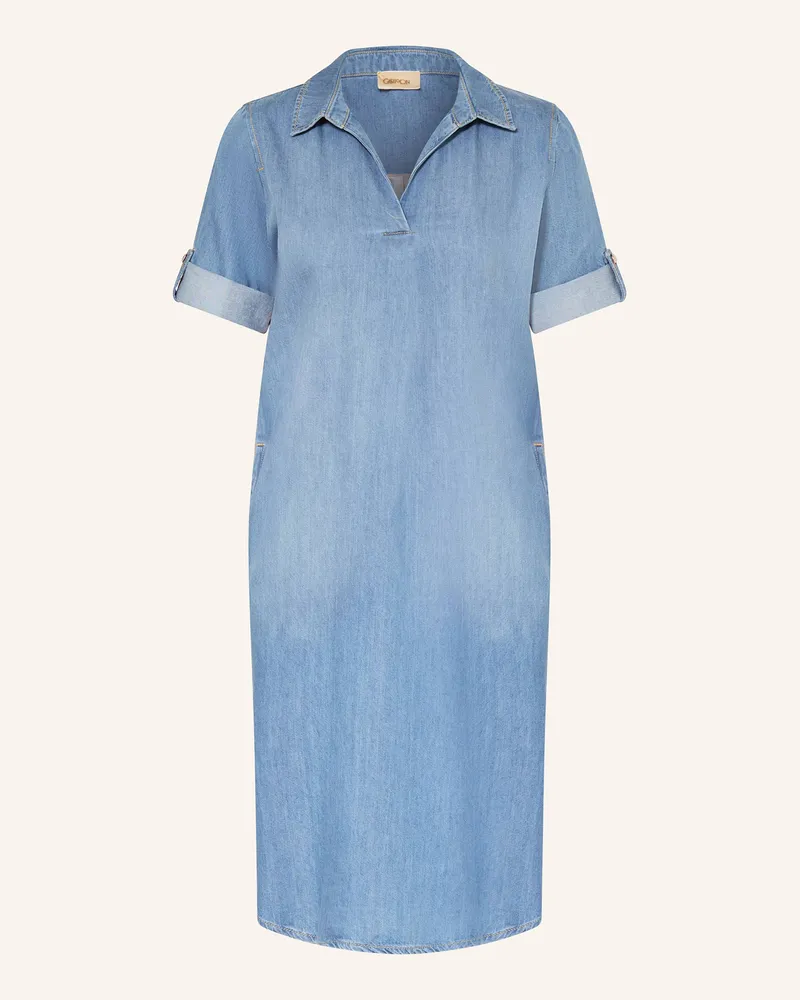 Cartoon Kleid im Materialmix Blau