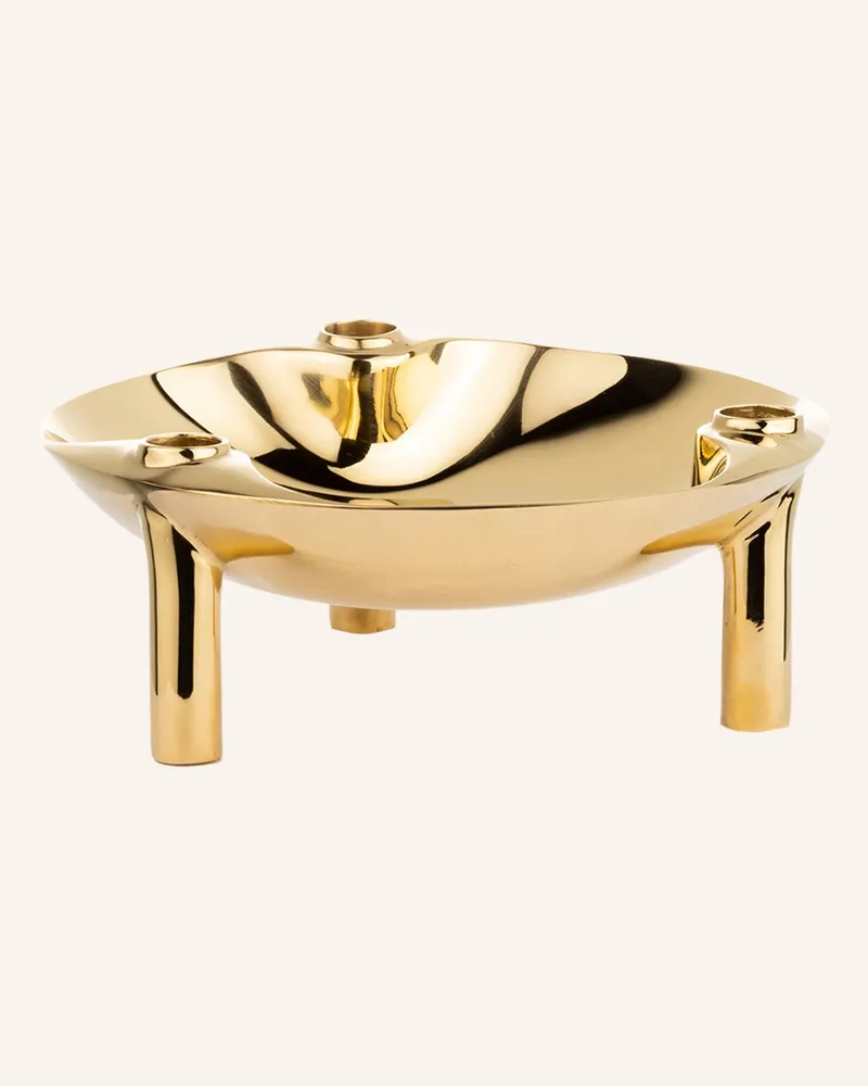 STOFF Nagel Kerzenhalter Mit Schale gold Gold
