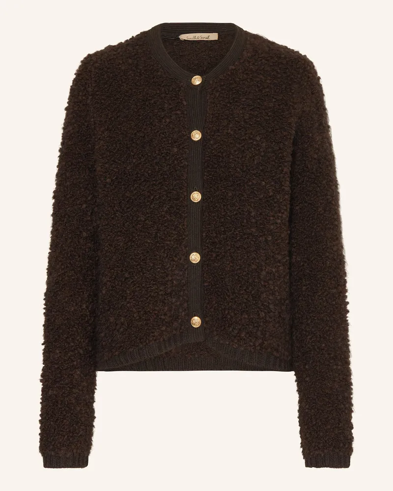 Smith & Soul Strickjacke aus Bouclé Dunkelbraun