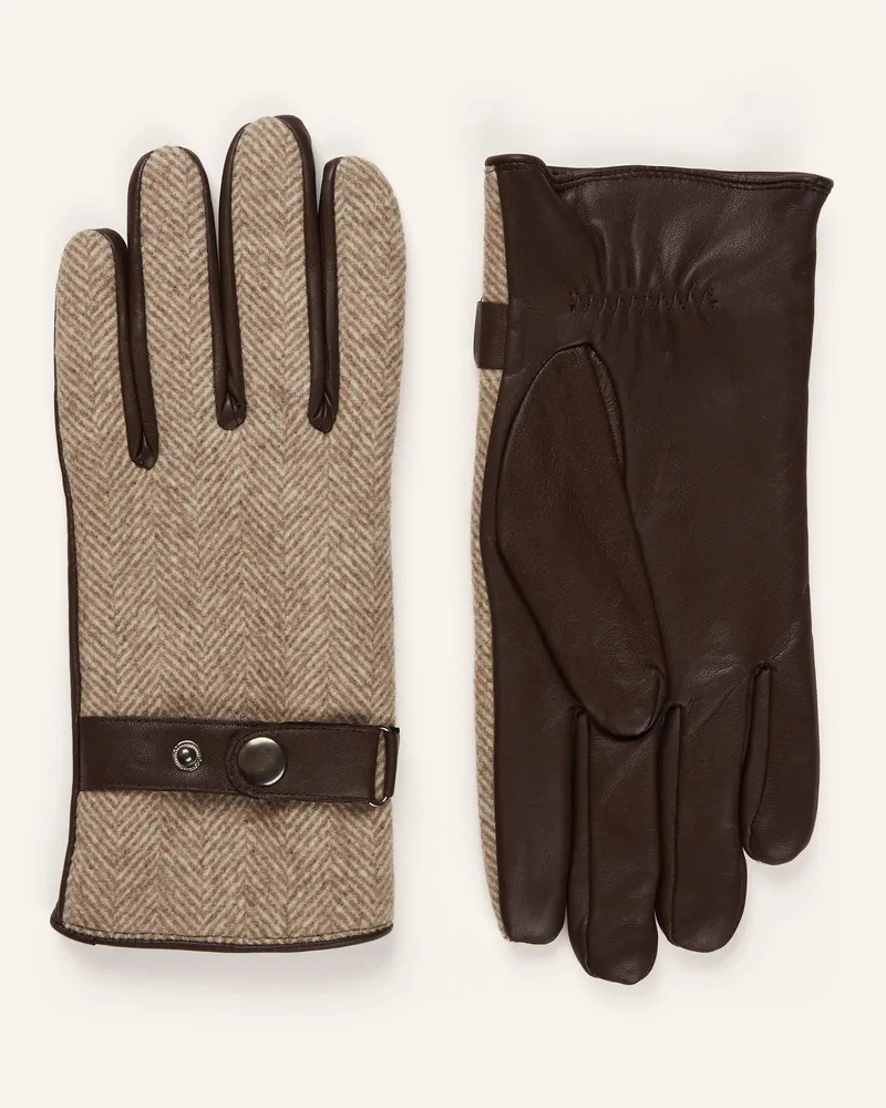 Strokesman's Lederhandschuhe beige Dunkelbraun