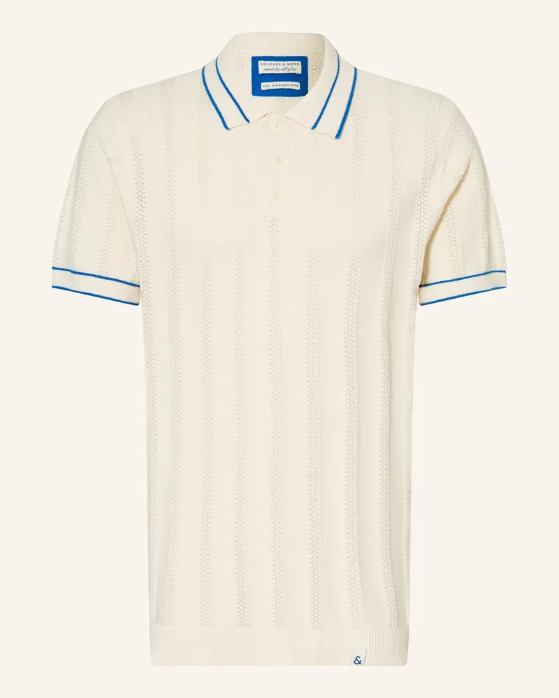 colours & sons Strick-Poloshirt weiss Creme