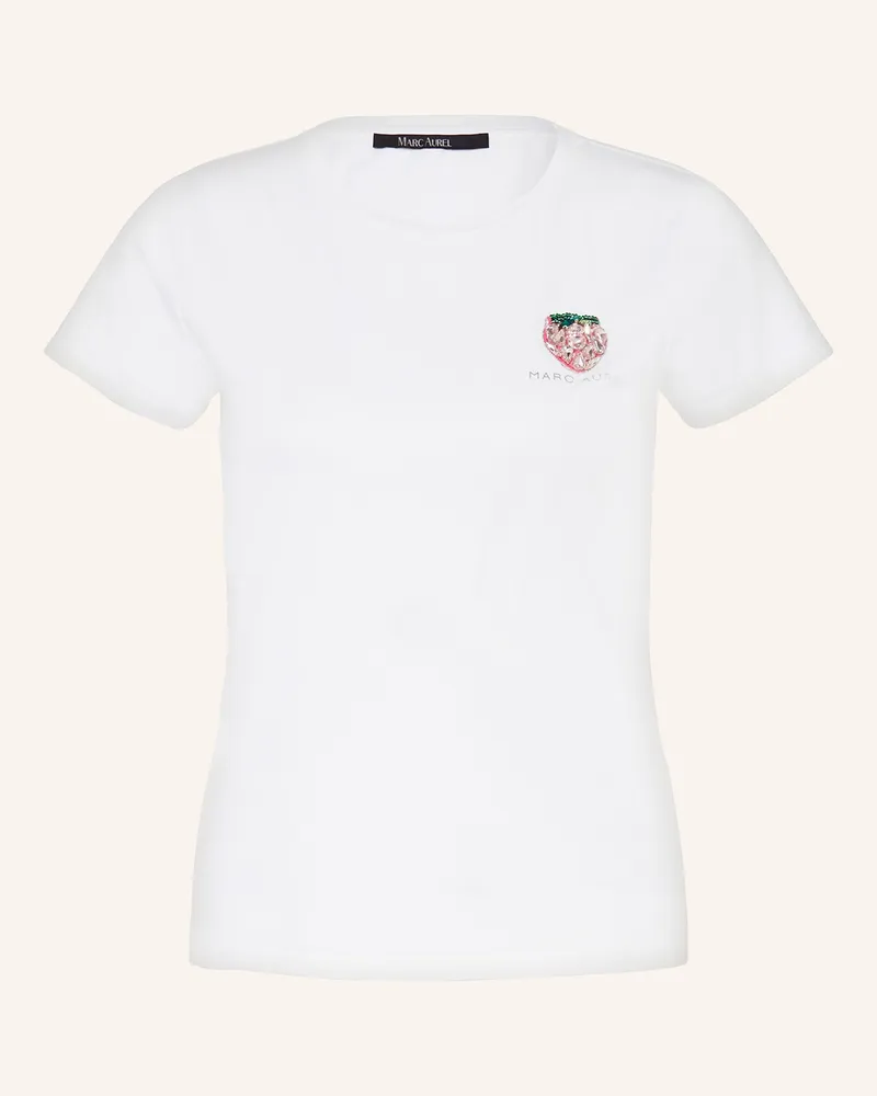 MARC AUREL T-Shirt Mit Schmucksteinen weiss Weiss