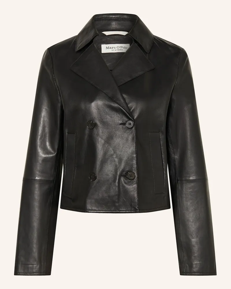 Marc O'Polo Trench-Jacke aus Leder Schwarz