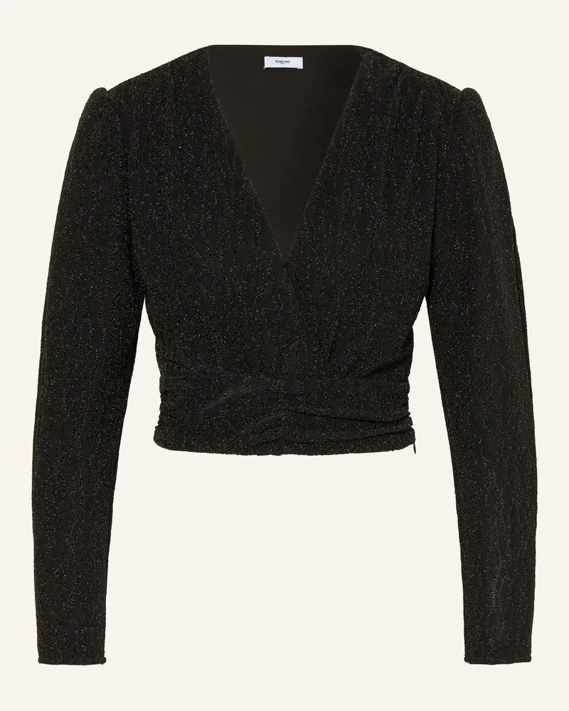 Suncoo Cropped-Blusenshirt LOLA mit Glitzergarn Schwarz