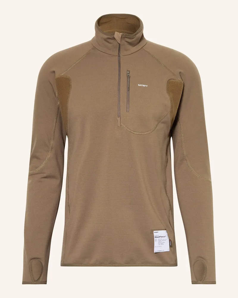 Satisfy Laufshirt GHOSTFLEECE™ HALF ZIP Braun