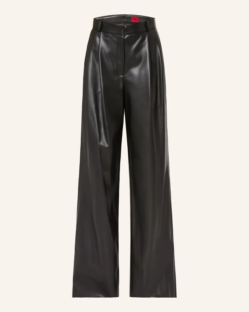 HUGO BOSS Marlenehose Henesa In Lederoptik schwarz Schwarz