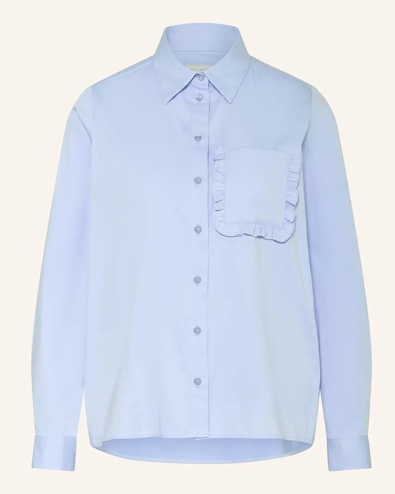 Milano Italy Bluse mit Rüschen Hellblau