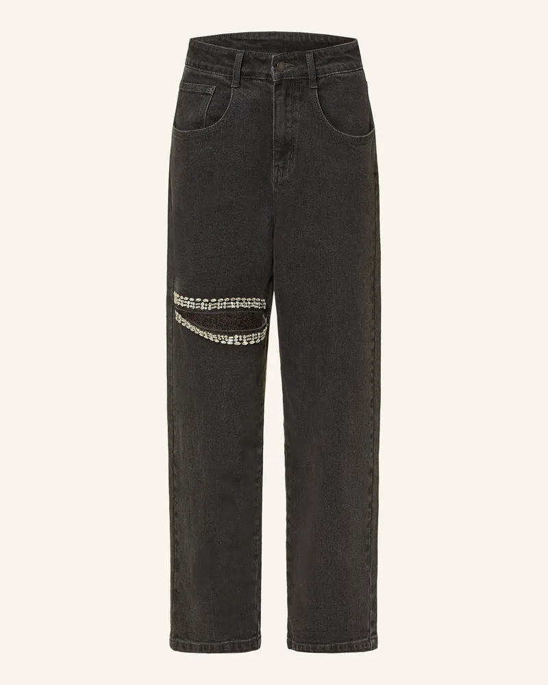 Karo Kauer Mom Jeans mit Schmucksteinen 900