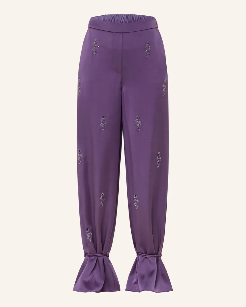 Marc Cain Marlenehose Aus Satin Mit Schmucksteinen lila 744