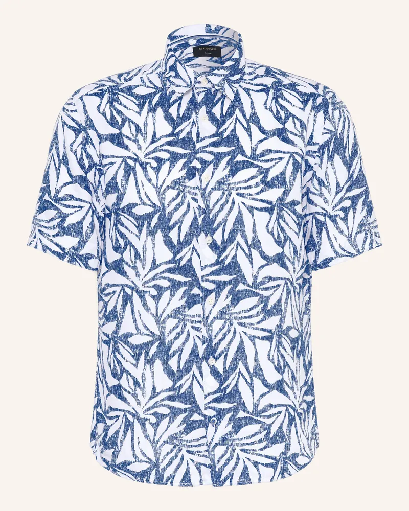 Olymp Kurzarm-Hemd regular fit aus Leinen Dunkelblau