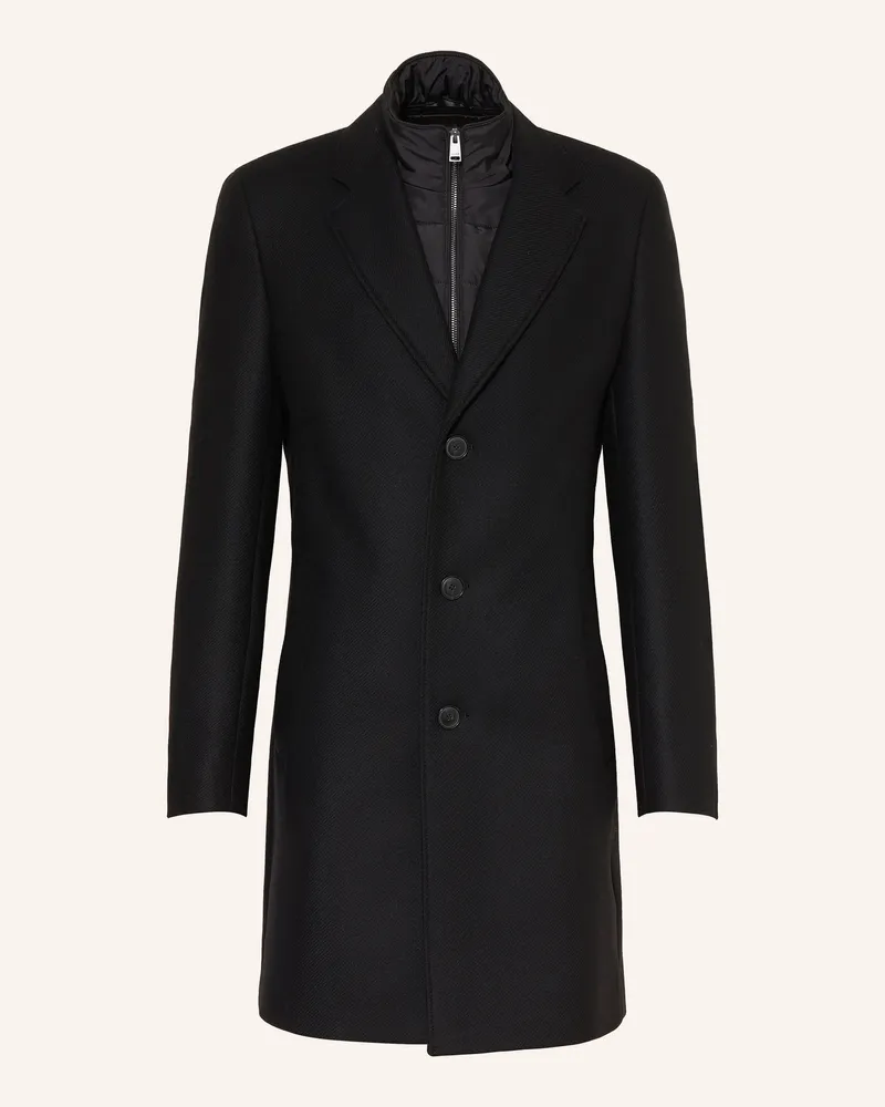 HUGO BOSS Wollmantel Hyde Mit Herausnehmbarer Blende schwarz Schwarz