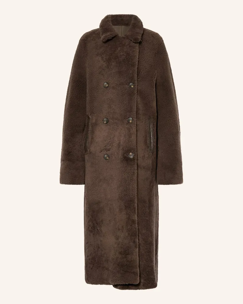 Mrs & HUGS Ledermantel Dunkelbraun