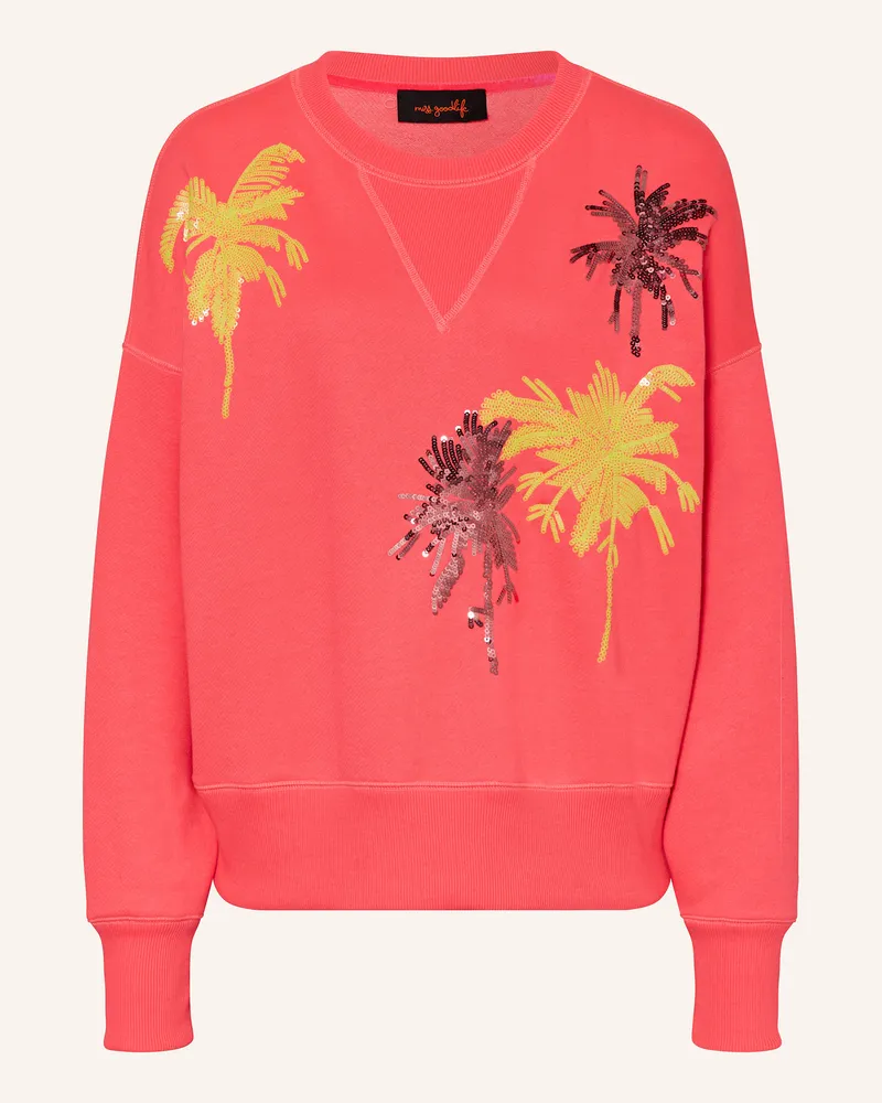 Miss Goodlife Sweatshirt mit Pailletten Neonpink