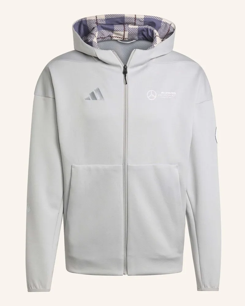 adidas MERCEDES-AMG PETRONAS FORMULA ONE TEAM SILVER ARROWS TRAININGSJACKE MIT KAPUZE UND DURCHGEHENDEM REISSVERSCHLUSS Grau