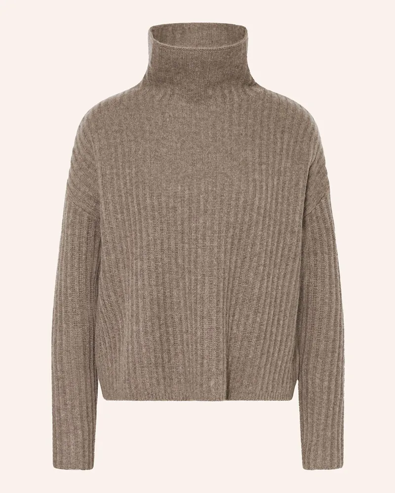 Mrs & HUGS Rollkragenpullover Mit Cashmere braun Taupe