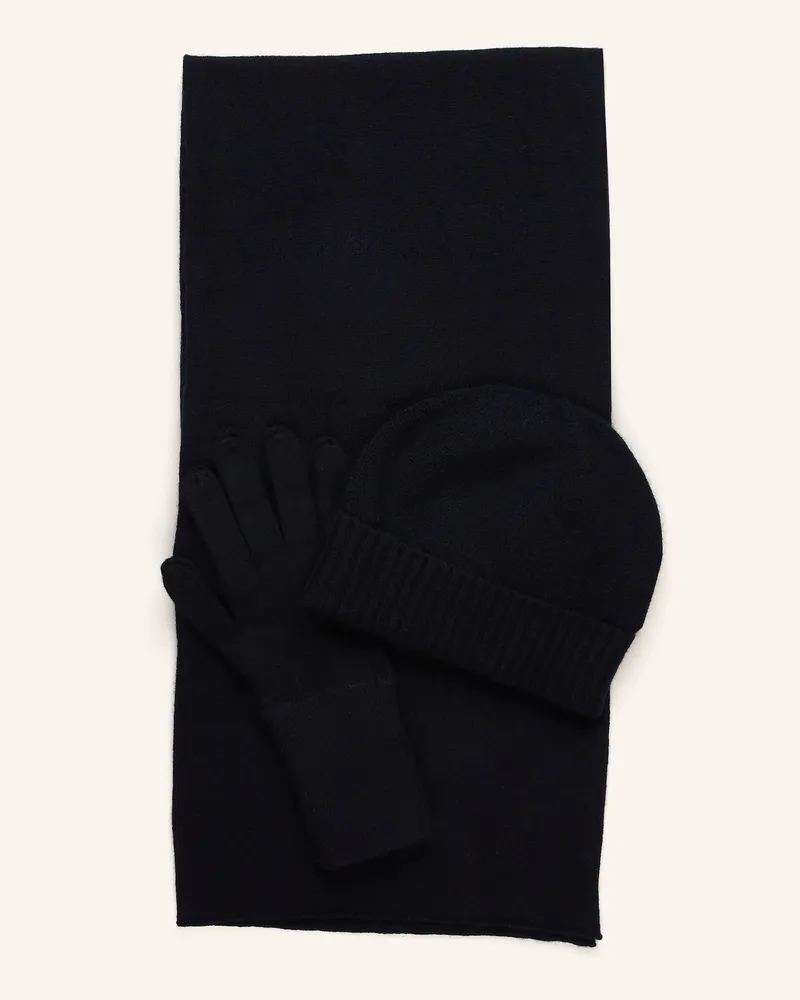 ALLUDE Set: Schal, Mütze und Handschuhe Dunkelblau