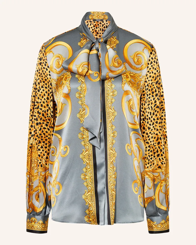 Versace Schluppenbluse aus Seide Grau