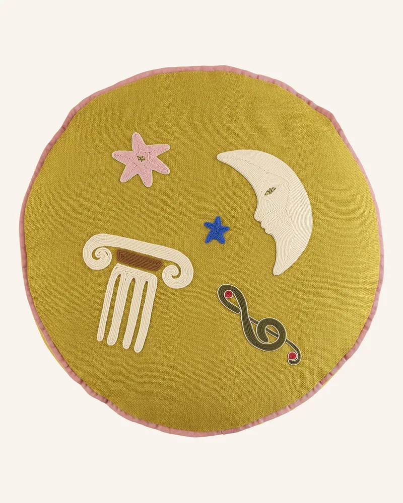 Jonathan Adler Dekokissen Playa Celestial Aus Leinen gelb Oliv