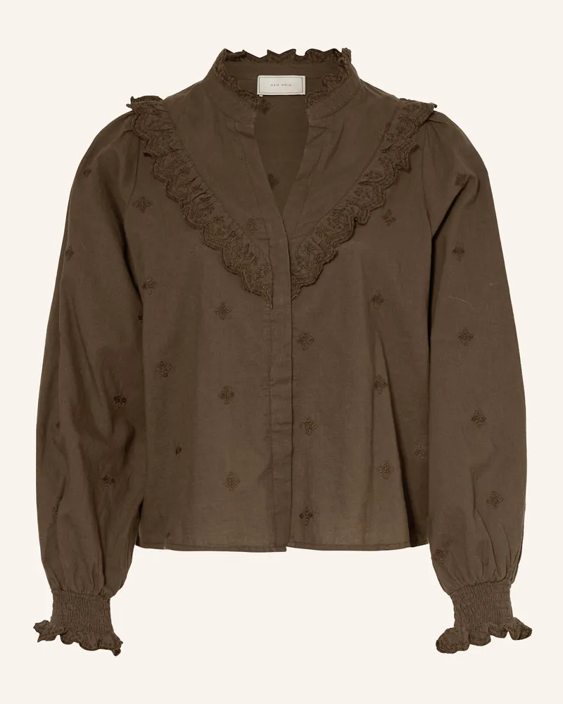 Neo Noir Bluse Mit Rüschen braun Dunkelbraun