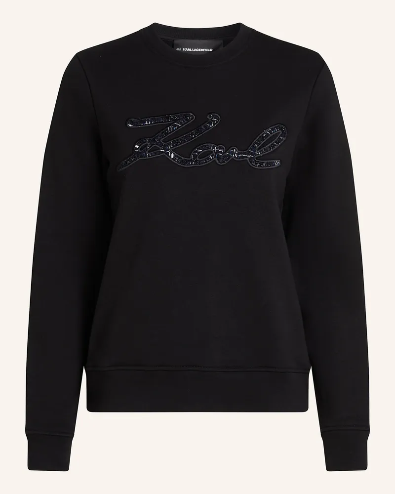 Karl Lagerfeld SWEATSHIRT MIT KARL-SIGNATUR AUS BOUCLÉ Schwarz