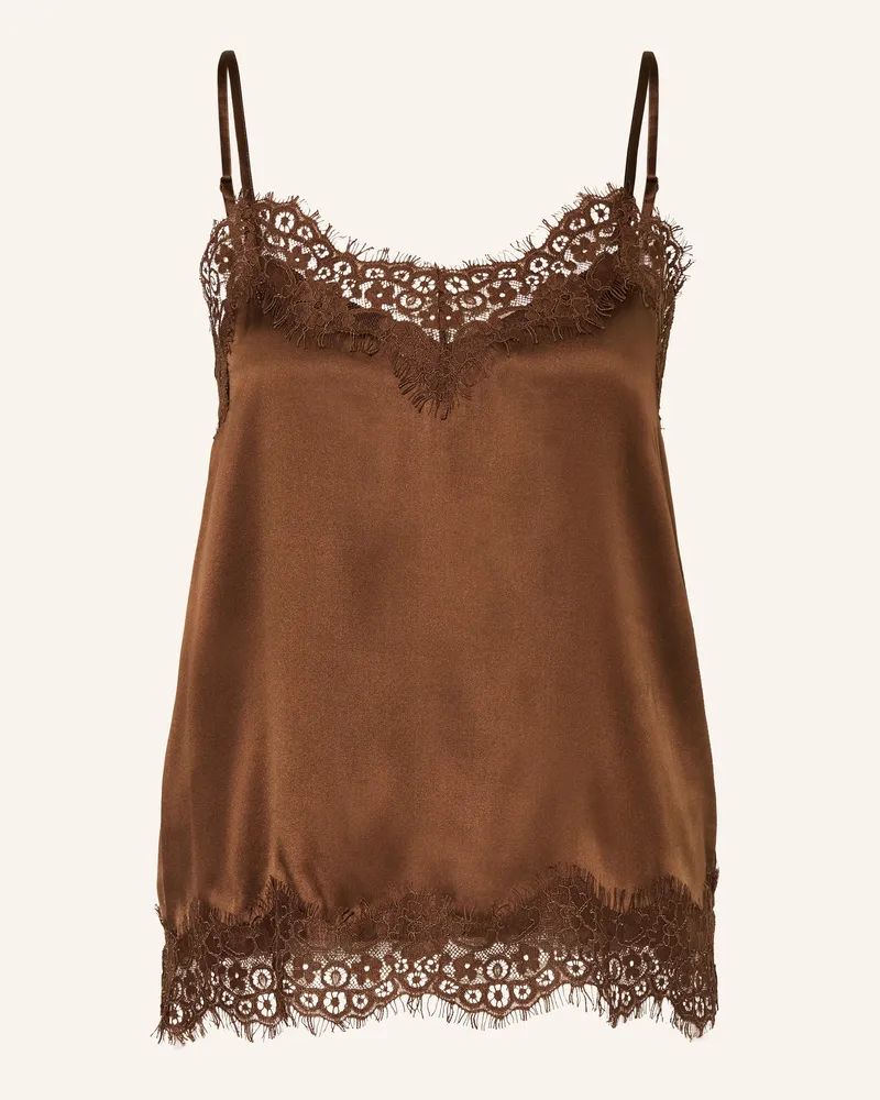 Darling Harbour Seidentop Aus Satin Mit Spitze braun Nougat