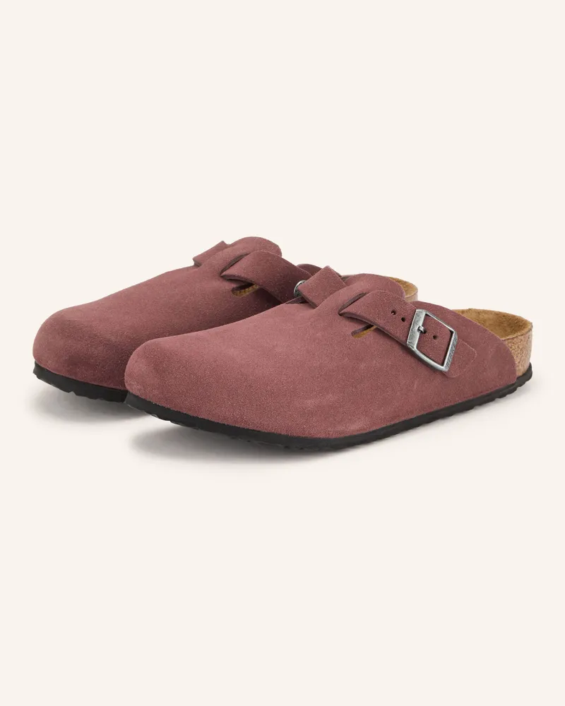 Birkenstock Pantoletten Boston Kids Leve Pepper Suede Leather rosa Dunkelbraun