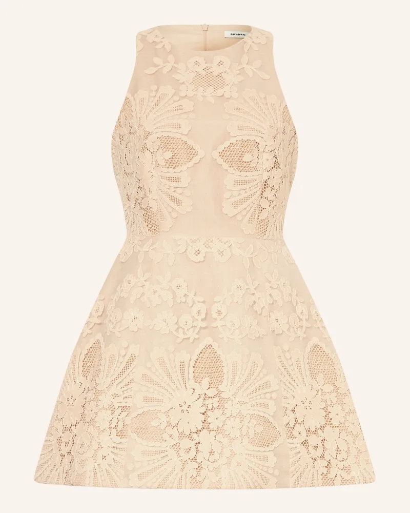 Sandro Kleid Mit Spitze gelb Creme