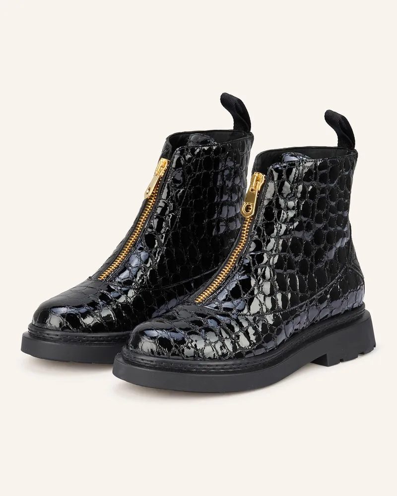 Ferragamo Lackstiefeletten schwarz Schwarz