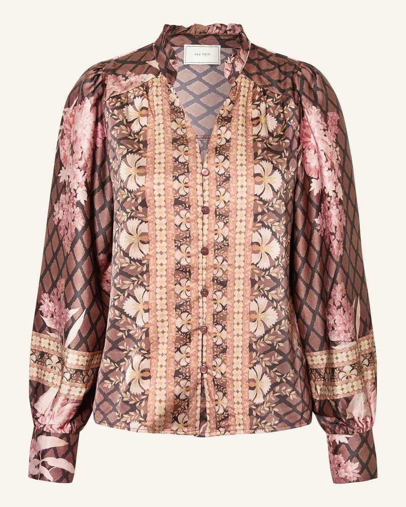 Neo Noir Satinbluse MASSIMA mit Rüschen Braun