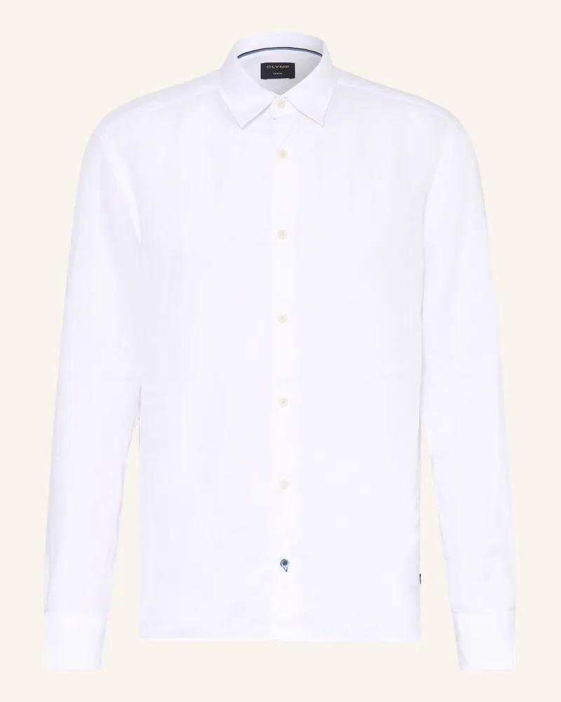 Olymp Leinenhemd Regular Fit weiss Weiss