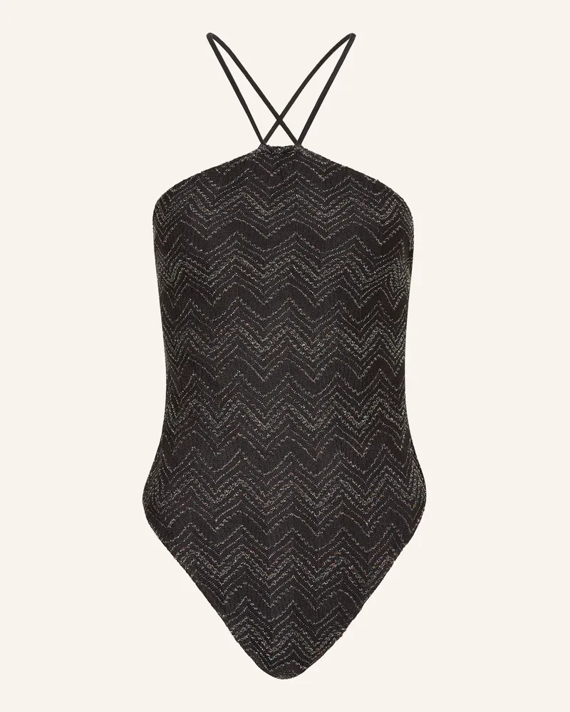 Missoni Neckholder-Badeanzug mit Glitzergarn Schwarz