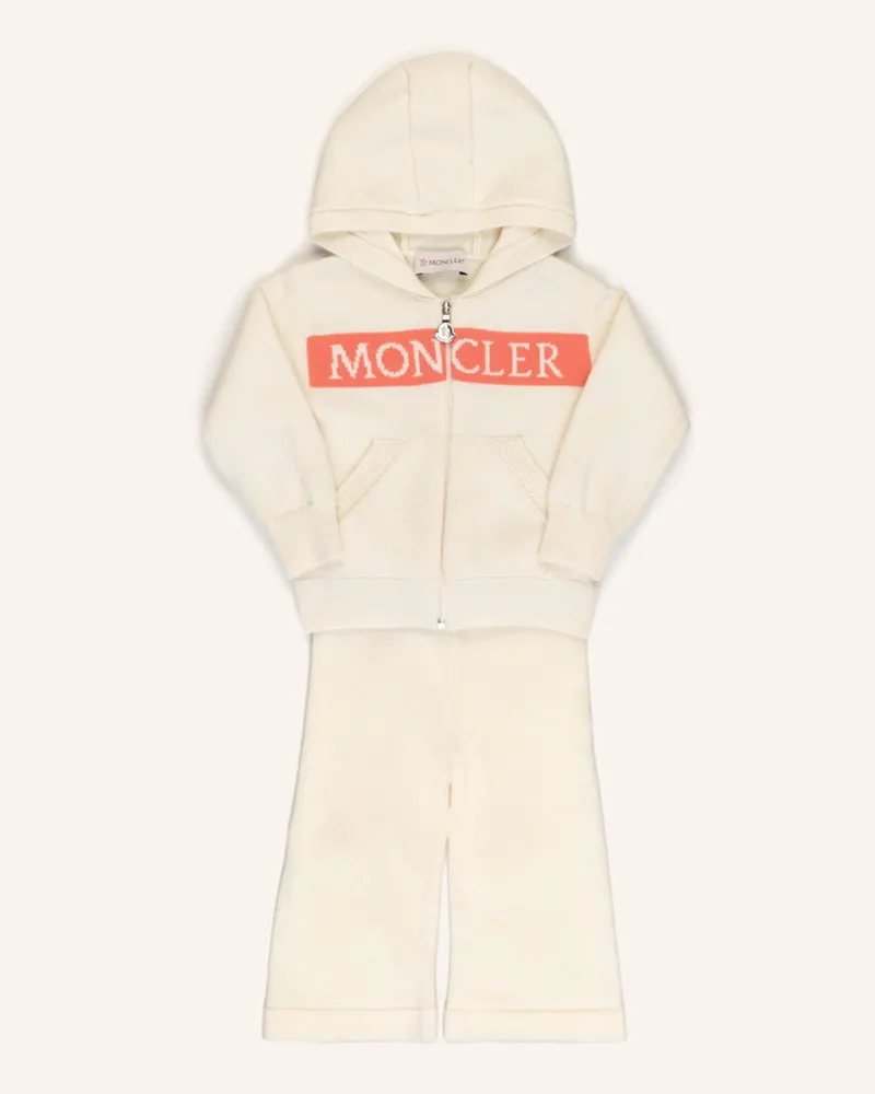 Moncler Set: Strick-Hoodie Und Hose beige Ecru