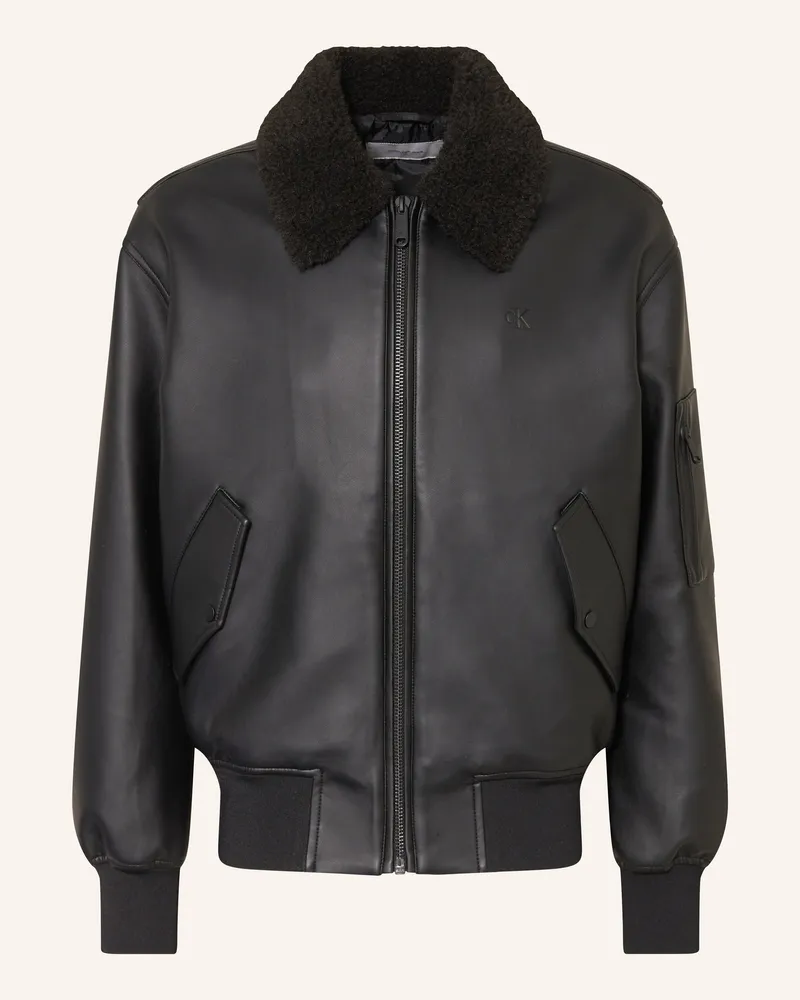Calvin Klein Blouson in Lederoptik Schwarz