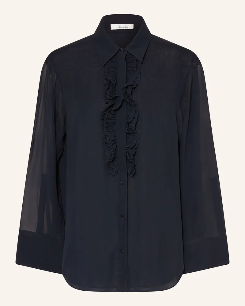Dorothee Schumacher Seidenbluse SHEER DREAMS mit Rüschen Dunkelblau