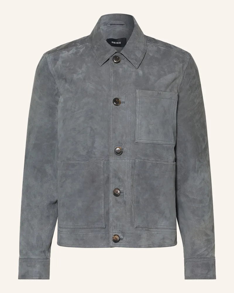 Reiss Lederjacke Wilstead blau Blaugrau
