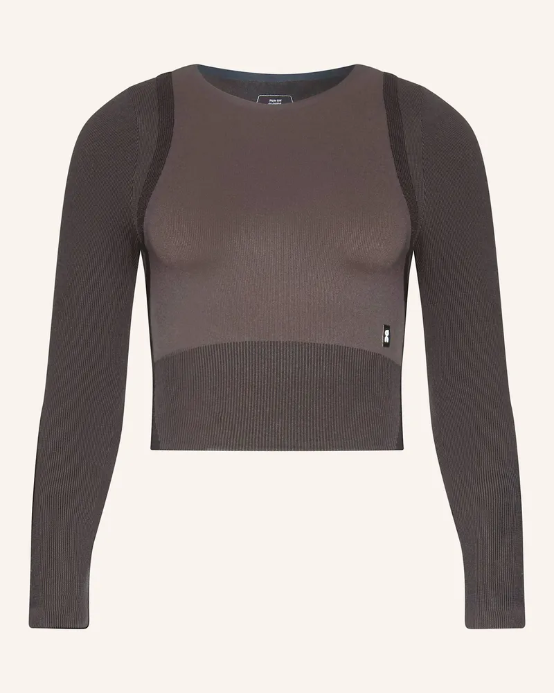 ON Cropped-Longsleeve Studio Knit braun Dunkelbraun