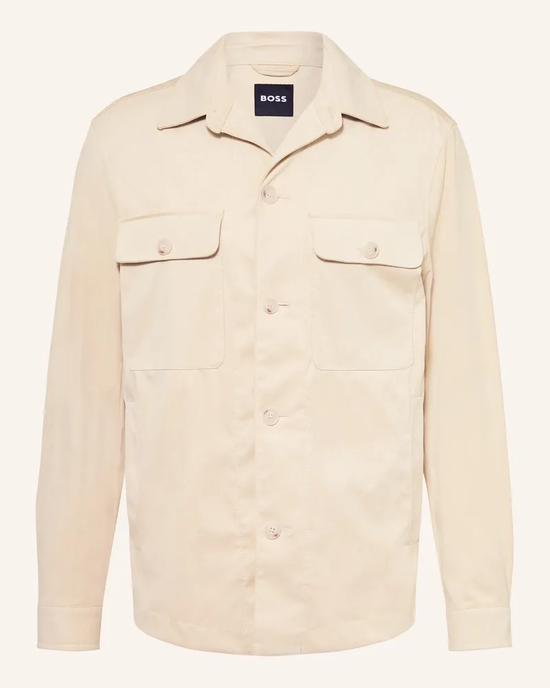 HUGO BOSS Overshirt Carper In Lederoptik weiss Creme