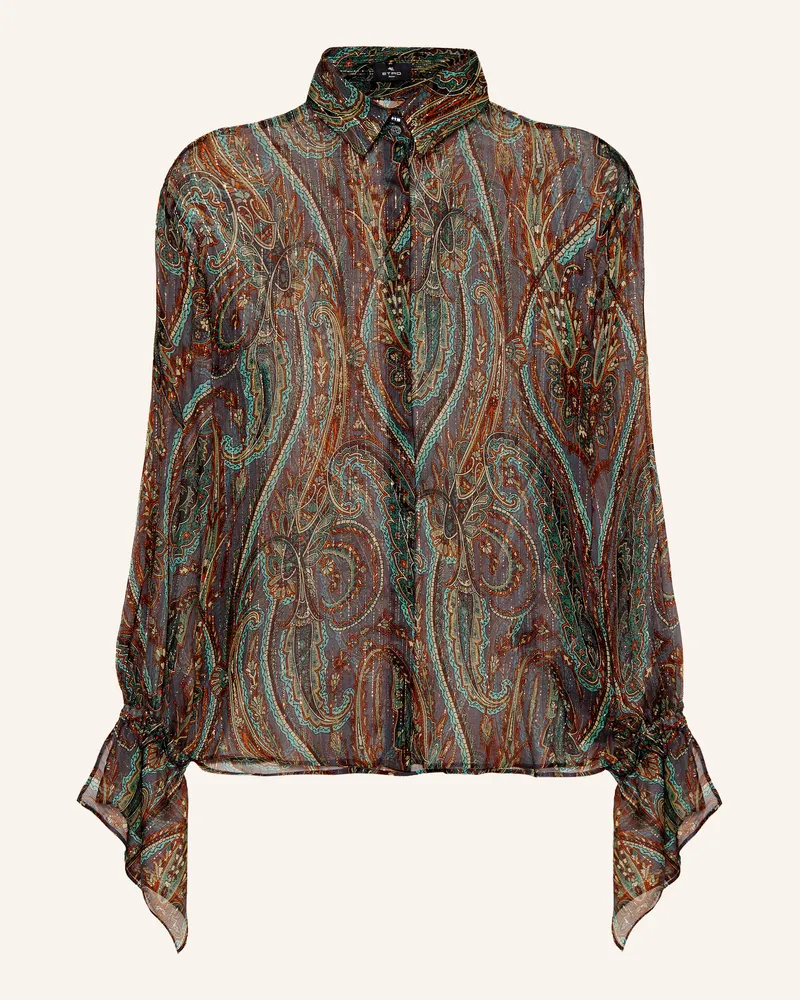 Etro Hemdbluse Mit Seide Und Glitzergarn grau Petrol