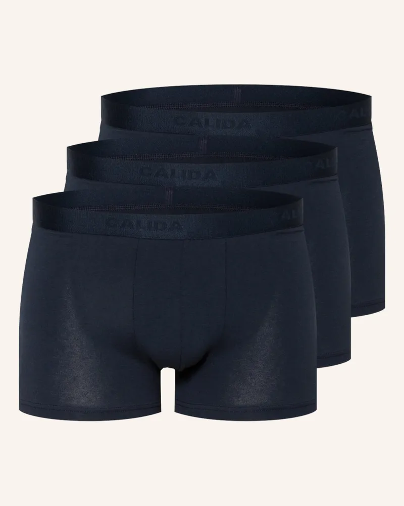 Calida 3er-Pack Boxershorts Natural Benefit blau Dunkelblau