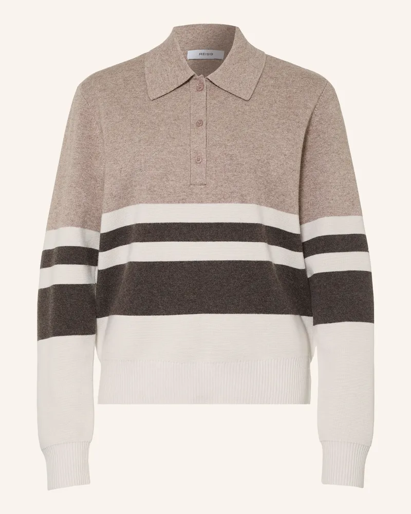 Reiss Strick-Poloshirt Bronte beige Hellbraun