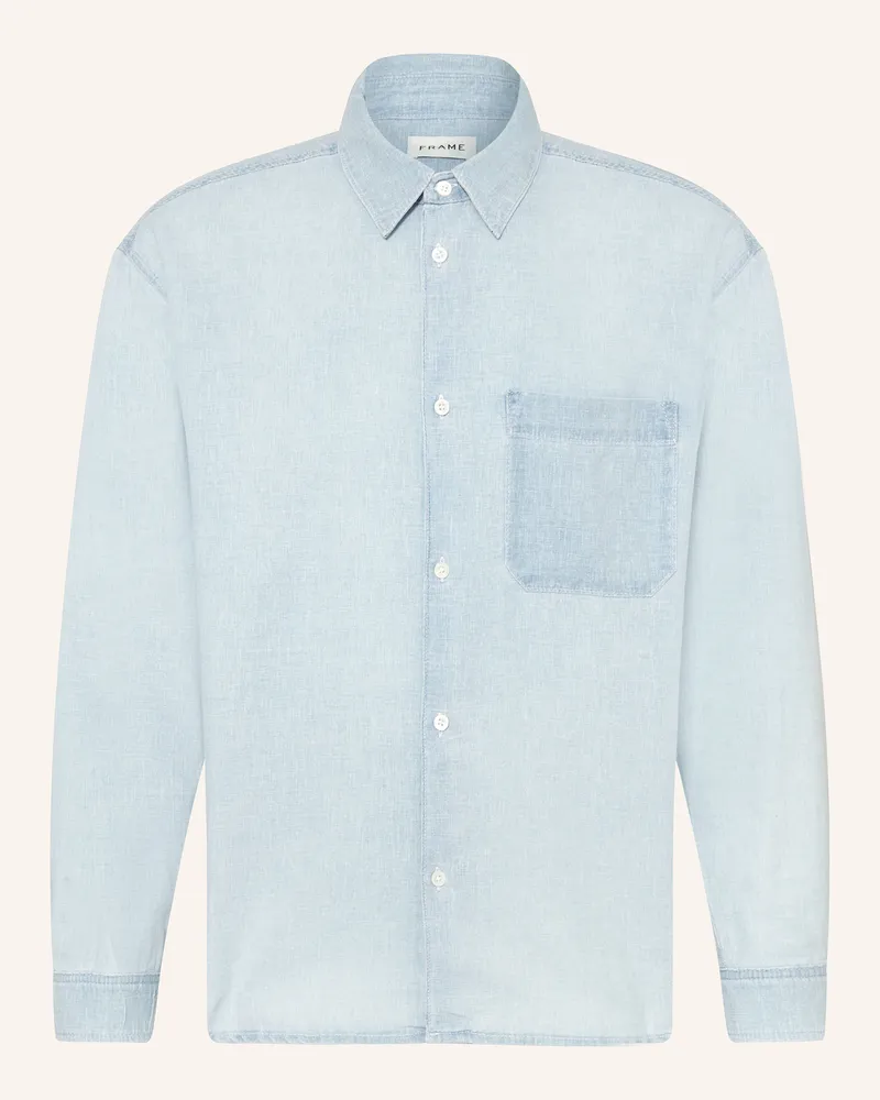 Frame Denim Jeanshemd Comfort Fit Mit Leinen blau Hellblau